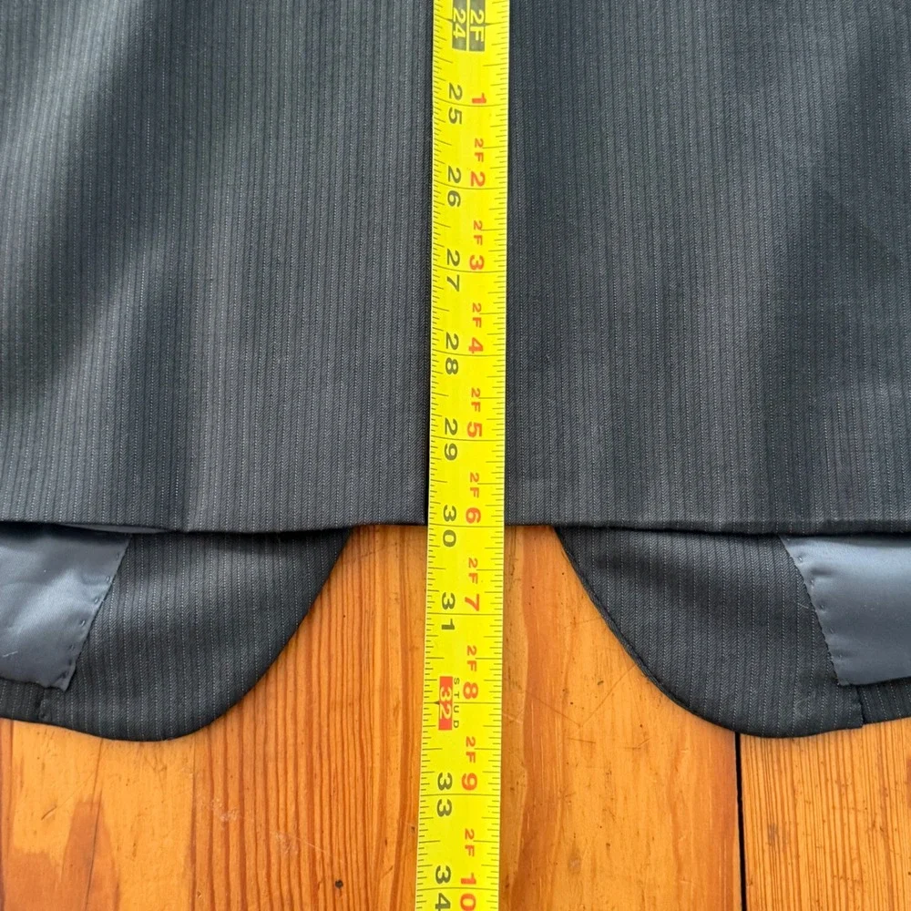 Ralph Ralph Lauren Mens 46R Wool‎ Pinstripe Blazer Jacket Black Dillard's Gray